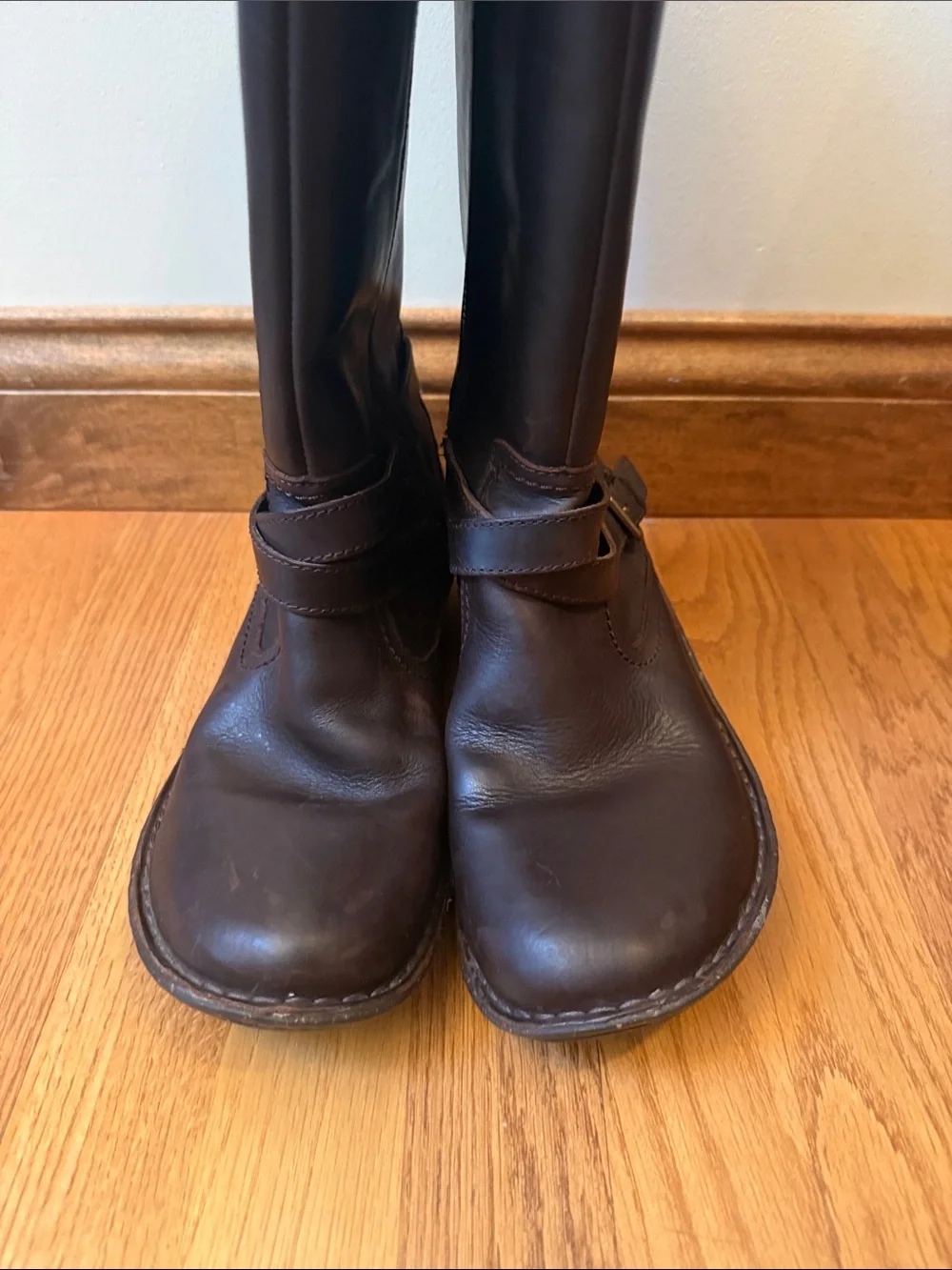 UGG Australia Riding Boots Rosen Brown Leather Wool Lined Side Zip Women Size 10